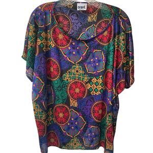 Vintage 1980s Oraré Blouse Tee Bright Color Pattern
